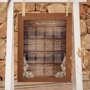 14 Tables Bois rustique & Mariage dentelle Tableau