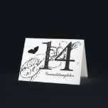 14 th birthday for a granddaughter, butterfly; karte<br><div class="desc">Bei White Background Featuring a Black Butterfly and Black Text ist es 14th birthday greeting for a granddaughter. My Funny Mind Greetings.</div>