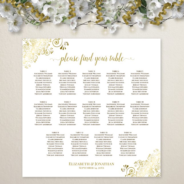 14-Tisch-Gold-Verzierungen Hochzeit Sitzordnung We Poster (In Situ on Wall with Decorations)