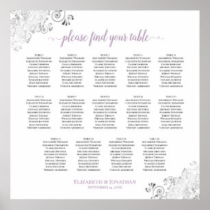 14 Tischlacy Hochzeitstisch, weißer Lavendel Poster