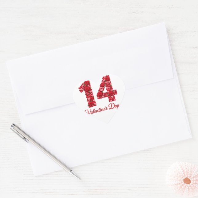 14 Valentinstag Herznummer Aufkleber | Romantisch (Umschlag)