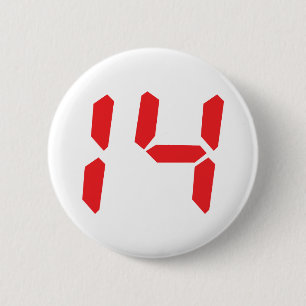 14 vierzehn digitale Zahl des Rot-Weckers Button
