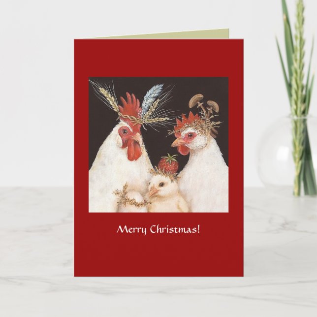 (#14) Weihnachtskarte für Hühner Feiertagskarte (Vorderseite)