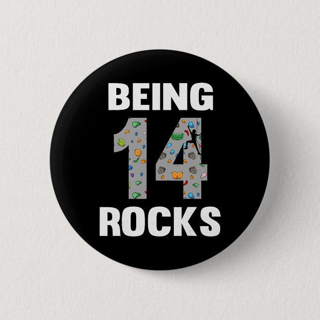 14 Year Old Rock Climber Birthday 14th Climber Bei Button (Vorderseite)