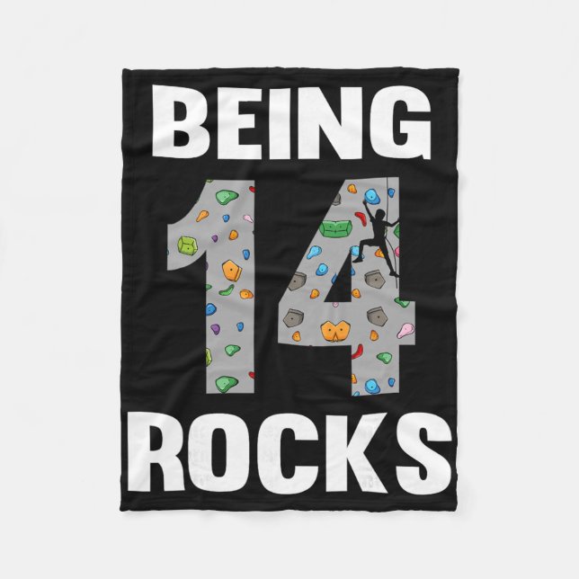 14 Year Old Rock Climber Birthday 14th Climber Bei Fleecedecke (Vorderseite)