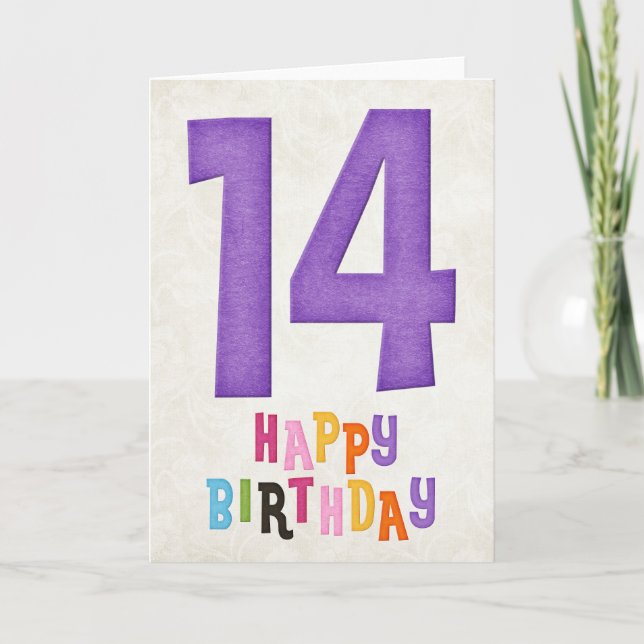 14e anniversaire Bonne carte d'anniversaire Design (Devant)