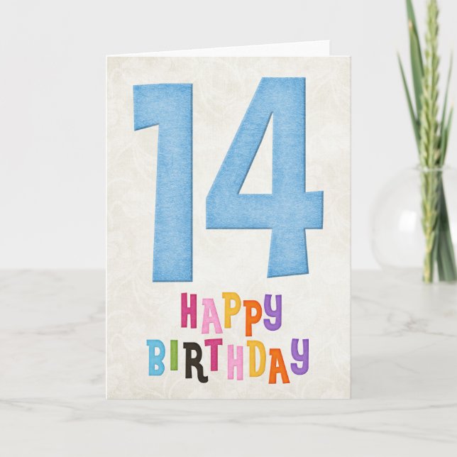 14e anniversaire Bonne carte d'anniversaire Design (Devant)