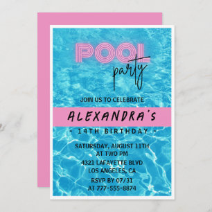 14e anniversaire invitation pour son Pool Party Su