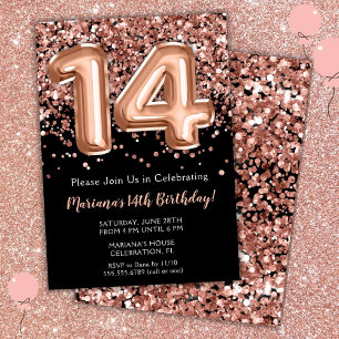 14e anniversaire Invitation Rose noir Parties scin