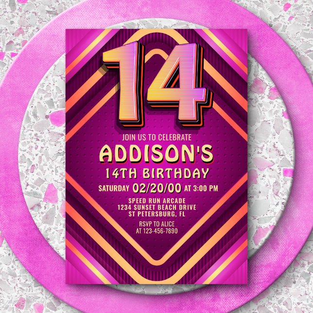14e anniversaire Neon Invitation (Créateur téléchargé)