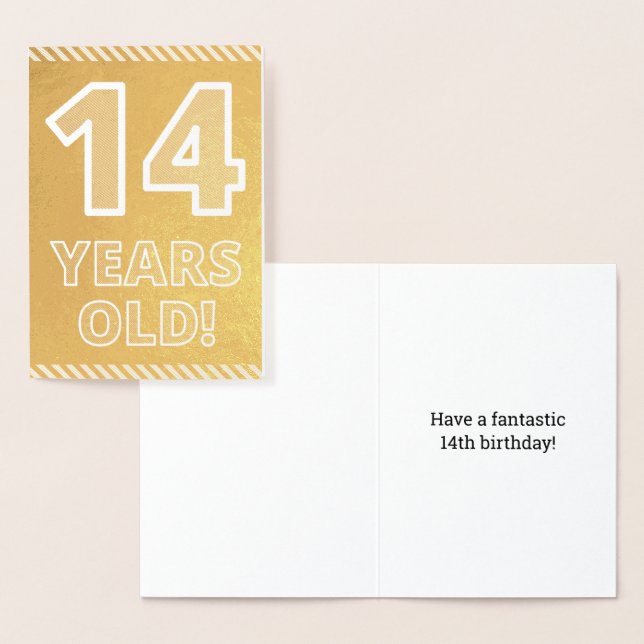 14ème anniversaire : Gras "14 ANS !" Carte Gold Fo (Affichage)