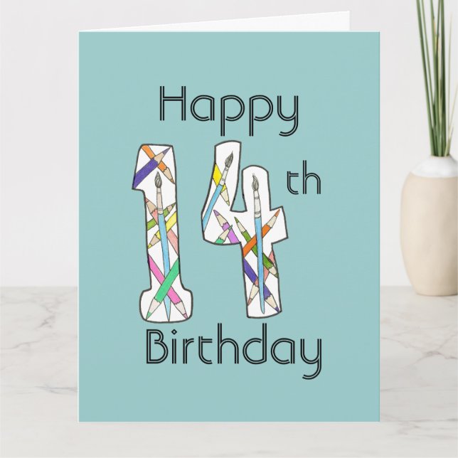 14ème Carte d'anniversaire pour le jeune artiste (Devant)