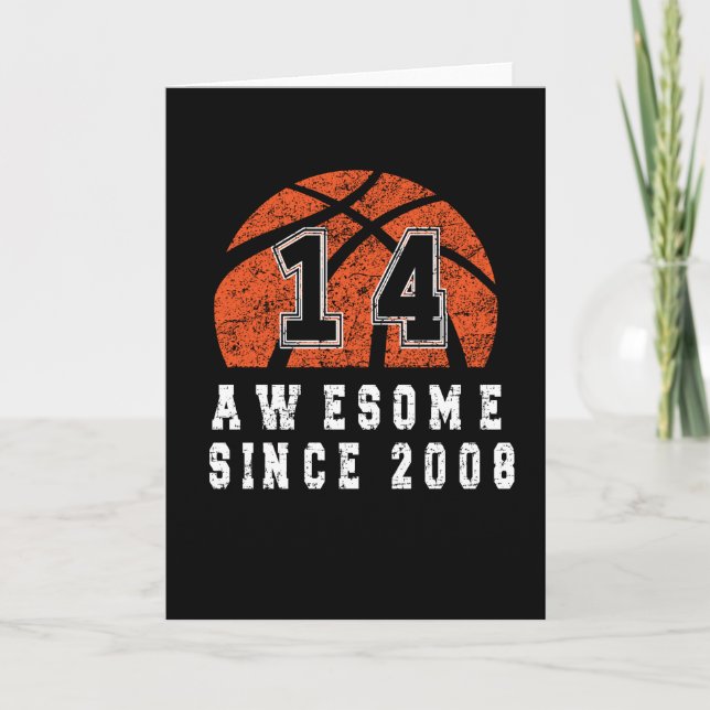 14th Birthday Born In 2008 Basketball Boy 14 Year Karte (Vorderseite)