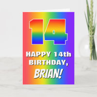 14th Birthday: Colorful, Fun Rainbow Pattern # 14