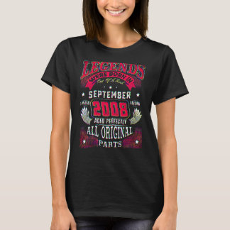 14th Birthday Legends Born In September 2008 14 Y T-Shirt