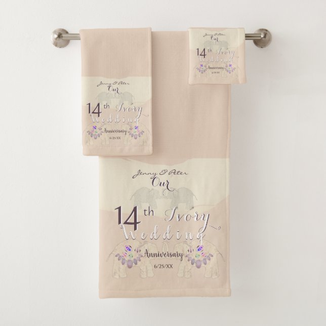 14th Ivory Anniversary Towel Badhandtuch Set (Insitu)