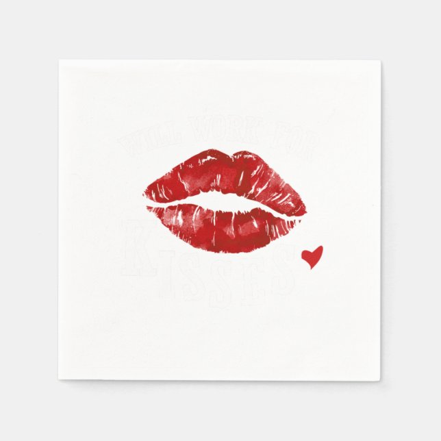 14th Valentines Day Lips Kiss Mark Will W Serviette (Vorderseite)