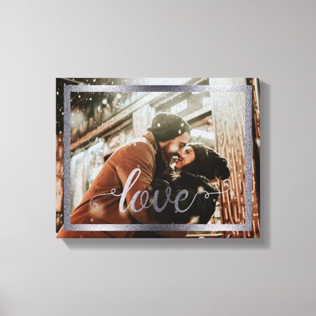 14x11 Liebe Typografie mit Silberrahmen Leinwanddruck (Vorderseite)