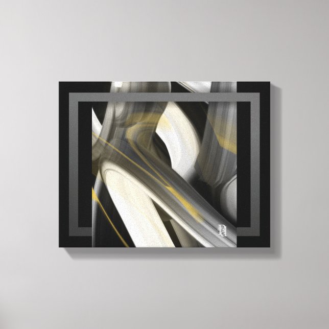 14x11" Trend Abstract Art Canvas Black White Gold Leinwanddruck (Vorderseite)