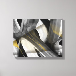 14x11" Trend Abstract Art Canvas Black White Gold Leinwanddruck