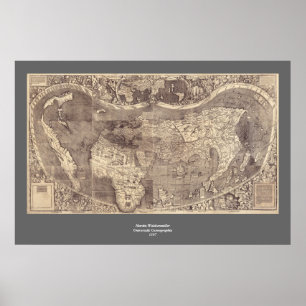 1507 Martin Waldseemuller Weltkarte Poster