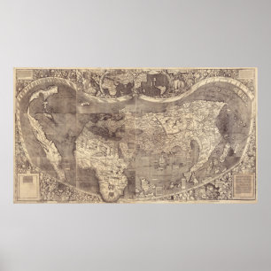 1507 Martin Waldseemuller Weltkarte Poster