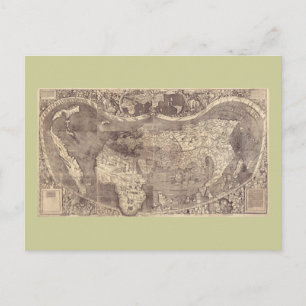1507 Martin Waldseemuller Weltkarte Postkarte