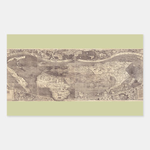 1507 Martin Waldseemuller Weltkarte Rechteckiger Aufkleber
