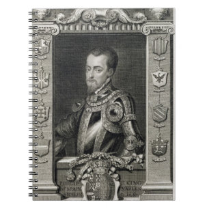 (1527-98) König Philip-II Spanien ab 1556, engra Notizblock