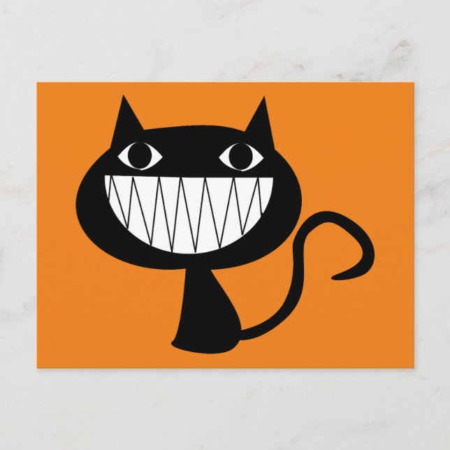1546 BIG SMILES SCHWARZE CAT-CARTOON-LOGO-POSTCARD POSTKARTE (Vorderseite)