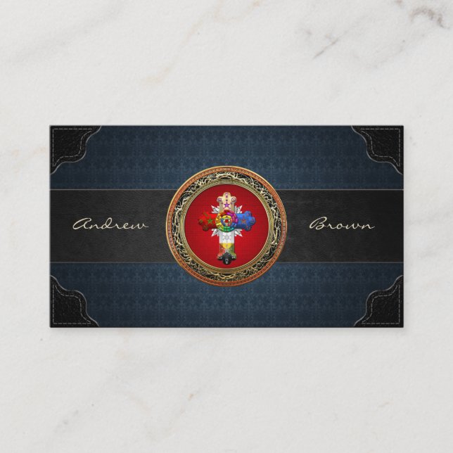 [154] Rosy Cross (Rose Croix) auf Red & Gold Visitenkarte (Vorderseite)