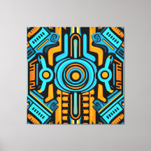 155 blaues und oranges symmetrisches Muster