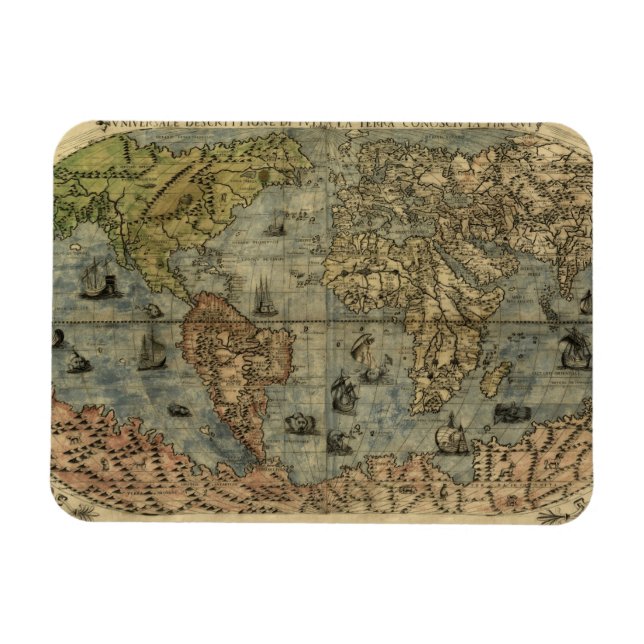 1565 Ferando Berteli (Fernando Bertelli) Weltkarte Magnet (Horizontal)