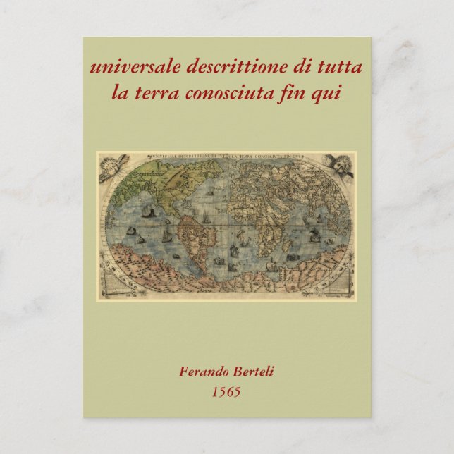 1565 Ferando Berteli (Fernando Bertelli) Weltkarte Postkarte (Vorderseite)