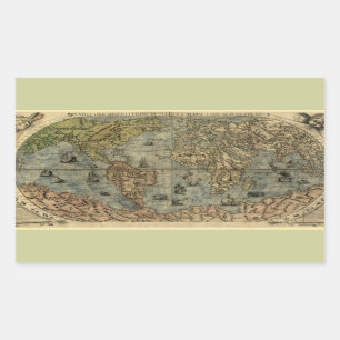 1565 Ferando Berteli (Fernando Bertelli) Weltkarte Rechteckiger Aufkleber