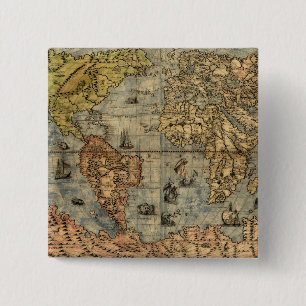 1565 Forlani AntiquevWeltkarte Renaissance Button