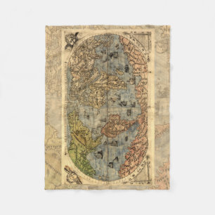 1565 Forlani AntiquevWeltkarte Renaissance Fleecedecke