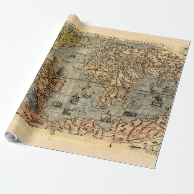 1565 Forlani AntiquevWeltkarte Renaissance Geschenkpapier (Ungerollt)