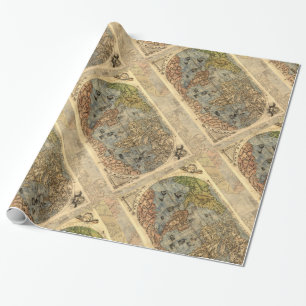 1565 Forlani AntiquevWeltkarte Renaissance Geschenkpapier