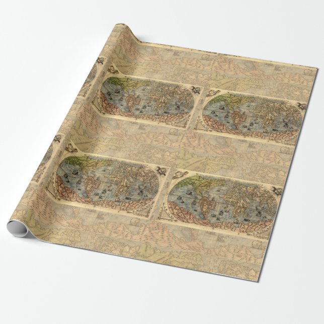 1565 Forlani AntiquevWeltkarte Renaissance Geschenkpapier (Ungerollt)