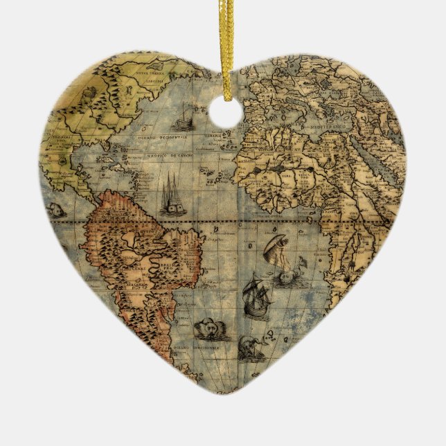 1565 Forlani AntiquevWeltkarte Renaissance Keramikornament (Vorne)