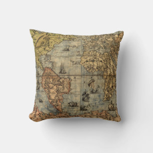 1565 Forlani AntiquevWeltkarte Renaissance Kissen