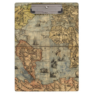 1565 Forlani AntiquevWeltkarte Renaissance Klemmbrett