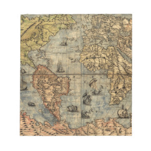 1565 Forlani AntiquevWeltkarte Renaissance Notizblock