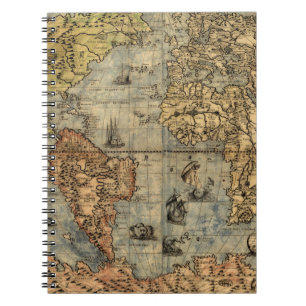 1565 Forlani AntiquevWeltkarte Renaissance Notizblock