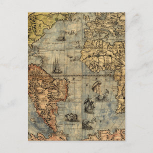 1565 Forlani AntiquevWeltkarte Renaissance Postkarte