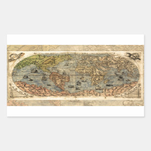 1565 Forlani AntiquevWeltkarte Renaissance Rechteckiger Aufkleber