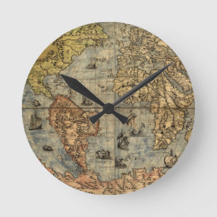 1565 Forlani AntiquevWeltkarte Renaissance Runde Wanduhr
