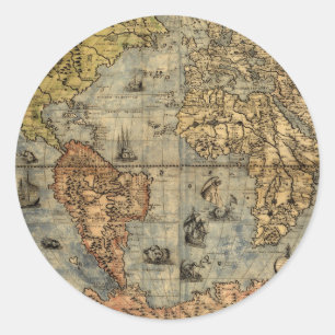 1565 Forlani AntiquevWeltkarte Renaissance Runder Aufkleber
