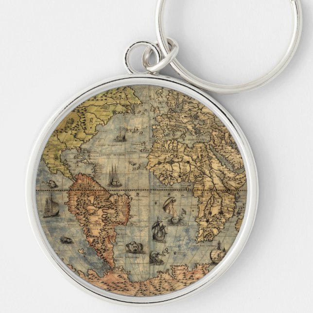 1565 Forlani AntiquevWeltkarte Renaissance Schlüsselanhänger (Vorne)